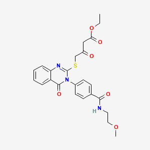 molecular formula C24H25N3O6S B2896216 ethyl 4-[(3-{4-[(2-methoxyethyl)carbamoyl]phenyl}-4-oxo-3,4-dihydroquinazolin-2-yl)sulfanyl]-3-oxobutanoate CAS No. 403729-22-6