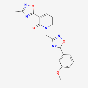 molecular formula C18H15N5O4 B2896218 1-((5-(3-甲氧基苯基)-1,2,4-恶二唑-3-基)甲基)-3-(3-甲基-1,2,4-恶二唑-5-基)吡啶-2(1H)-酮 CAS No. 1396864-84-8