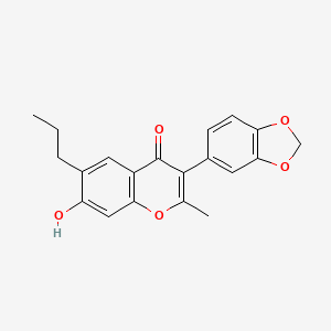 molecular formula C20H18O5 B2896234 3-(benzo[d][1,3]dioxol-5-yl)-7-hydroxy-2-methyl-6-propyl-4H-chromen-4-one CAS No. 170241-50-6