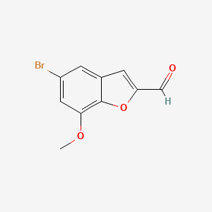 molecular formula C10H7BrO3 B2896238 5-溴-7-甲氧基-1-苯并呋喃-2-甲醛 CAS No. 1353011-84-3