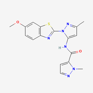 molecular formula C17H16N6O2S B2896239 N-(1-(6-甲氧基苯并[d]噻唑-2-基)-3-甲基-1H-吡唑-5-基)-1-甲基-1H-吡唑-5-甲酰胺 CAS No. 1170170-72-5