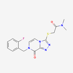 molecular formula C16H16FN5O2S B2896241 2-((7-(2-fluorobenzyl)-8-oxo-7,8-dihydro-[1,2,4]triazolo[4,3-a]pyrazin-3-yl)thio)-N,N-dimethylacetamide CAS No. 1251688-21-7