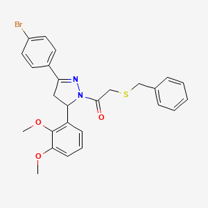 B2896250 2-(benzylthio)-1-(3-(4-bromophenyl)-5-(2,3-dimethoxyphenyl)-4,5-dihydro-1H-pyrazol-1-yl)ethanone CAS No. 403837-11-6