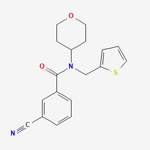 molecular formula C18H18N2O2S B2896253 3-氰基-N-(四氢-2H-吡喃-4-基)-N-(噻吩-2-基甲基)苯甲酰胺 CAS No. 1797605-17-4
