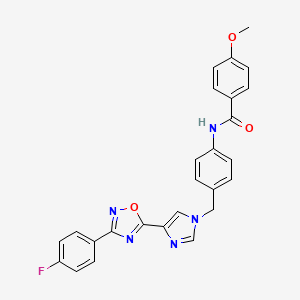 molecular formula C26H20FN5O3 B2896256 N-[4-({4-[3-(4-氟苯基)-1,2,4-恶二唑-5-基]-1H-咪唑-1-基}甲基)苯基]-4-甲氧基苯甲酰胺 CAS No. 1111150-70-9