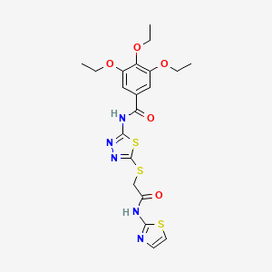molecular formula C20H23N5O5S3 B2896259 3,4,5-triethoxy-N-(5-((2-oxo-2-(thiazol-2-ylamino)ethyl)thio)-1,3,4-thiadiazol-2-yl)benzamide CAS No. 389073-18-1