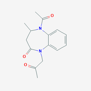 molecular formula C15H18N2O3 B289626 5-Acetyl-4-methyl-1-(2-oxopropyl)-3,4-dihydro-1,5-benzodiazepin-2-one 