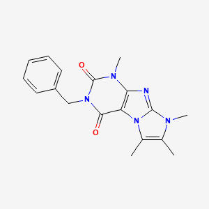 molecular formula C18H19N5O2 B2896262 3-benzyl-1,6,7,8-tetramethyl-1H-imidazo[2,1-f]purine-2,4(3H,8H)-dione CAS No. 878413-30-0