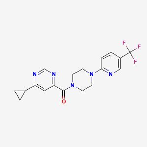 molecular formula C18H18F3N5O B2896273 (6-Cyclopropylpyrimidin-4-yl)-[4-[5-(trifluoromethyl)pyridin-2-yl]piperazin-1-yl]methanone CAS No. 2415569-23-0