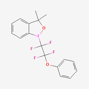 molecular formula C17H15F4IO2 B2896290 1-(Phenoxy tetrafluoroethyl)-3,3-dimethyl-1,2-benziodoxole CAS No. 2395814-77-2