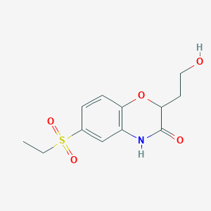 molecular formula C12H15NO5S B2896293 6-(ethylsulfonyl)-2-(2-hydroxyethyl)-2H-1,4-benzoxazin-3(4H)-one CAS No. 860648-57-3
