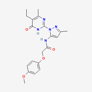 molecular formula C20H23N5O4 B2896298 N-(1-(5-ethyl-4-methyl-6-oxo-1,6-dihydropyrimidin-2-yl)-3-methyl-1H-pyrazol-5-yl)-2-(4-methoxyphenoxy)acetamide CAS No. 1001943-71-0