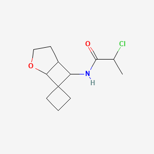 molecular formula C12H18ClNO2 B2896320 2-Chloro-N-spiro[2-oxabicyclo[3.2.0]heptane-7,1'-cyclobutane]-6-ylpropanamide CAS No. 2280228-99-9