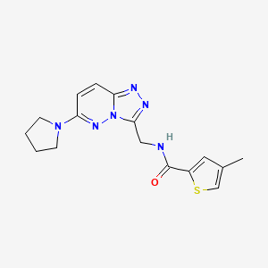 molecular formula C16H18N6OS B2896325 4-methyl-N-((6-(pyrrolidin-1-yl)-[1,2,4]triazolo[4,3-b]pyridazin-3-yl)methyl)thiophene-2-carboxamide CAS No. 2034275-83-5