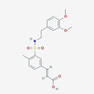 molecular formula C20H23NO6S B2896333 (E)-3-(3-(N-(3,4-dimethoxyphenethyl)sulfamoyl)-4-methylphenyl)acrylic acid CAS No. 327093-72-1