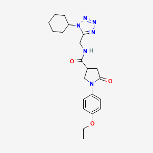 molecular formula C21H28N6O3 B2896338 N-((1-cyclohexyl-1H-tetrazol-5-yl)methyl)-1-(4-ethoxyphenyl)-5-oxopyrrolidine-3-carboxamide CAS No. 921144-56-1