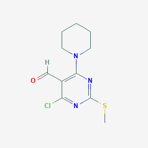 molecular formula C11H14ClN3OS B289634 4-Chloro-2-(methylsulfanyl)-6-(1-piperidinyl)-5-pyrimidinecarbaldehyde CAS No. 445040-60-8