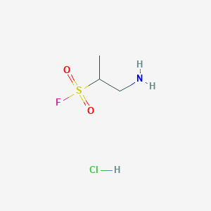 molecular formula C3H9ClFNO2S B2896343 1-氨基丙烷-2-磺酰氟；盐酸盐 CAS No. 2551117-65-6