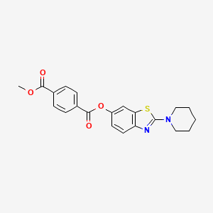 molecular formula C21H20N2O4S B2896344 对苯二甲酸甲酯 (2-(哌啶-1-基)苯并[d]噻唑-6-基) CAS No. 941890-51-3