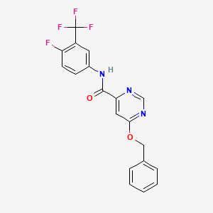 6-(benzyloxy)-N-(4-fluoro-3-(trifluoromethyl)phenyl)pyrimidine-4-carboxamide