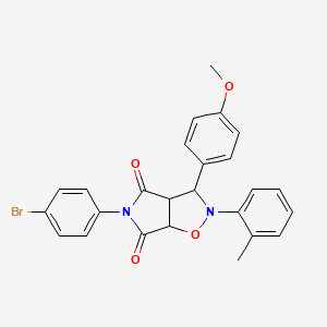 molecular formula C25H21BrN2O4 B2896361 5-(4-bromophenyl)-3-(4-methoxyphenyl)-2-(o-tolyl)dihydro-2H-pyrrolo[3,4-d]isoxazole-4,6(5H,6aH)-dione CAS No. 1005150-42-4