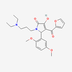 molecular formula C24H30N2O6 B2896365 1-(3-(diethylamino)propyl)-5-(2,5-dimethoxyphenyl)-4-(furan-2-carbonyl)-3-hydroxy-1H-pyrrol-2(5H)-one CAS No. 638134-36-8