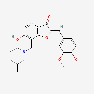 molecular formula C24H27NO5 B2896373 (Z)-2-(3,4-dimethoxybenzylidene)-6-hydroxy-7-((3-methylpiperidin-1-yl)methyl)benzofuran-3(2H)-one CAS No. 869077-93-0