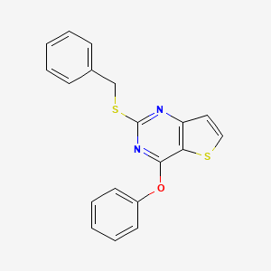 molecular formula C19H14N2OS2 B2896378 2-(Benzylsulfanyl)-4-phenoxythieno[3,2-d]pyrimidine CAS No. 478067-46-8