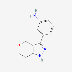 molecular formula C12H13N3O B2896383 3-(2,4,6,7-Tetrahydropyrano[4,3-c]pyrazol-3-yl)aniline CAS No. 2138127-67-8