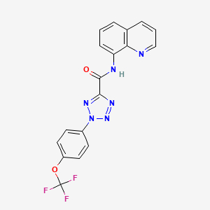 molecular formula C18H11F3N6O2 B2896389 N-(quinolin-8-yl)-2-(4-(trifluoromethoxy)phenyl)-2H-tetrazole-5-carboxamide CAS No. 1396676-77-9