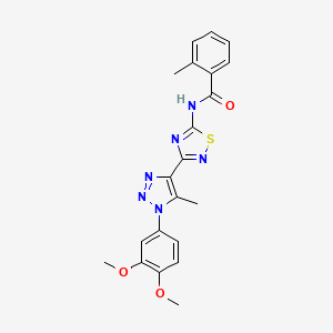 molecular formula C21H20N6O3S B2896393 N-{3-[1-(3,4-dimethoxyphenyl)-5-methyl-1H-1,2,3-triazol-4-yl]-1,2,4-thiadiazol-5-yl}-2-methylbenzamide CAS No. 895116-65-1