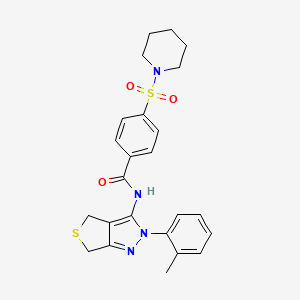 molecular formula C24H26N4O3S2 B2896395 4-(piperidin-1-ylsulfonyl)-N-(2-(o-tolyl)-4,6-dihydro-2H-thieno[3,4-c]pyrazol-3-yl)benzamide CAS No. 396722-81-9