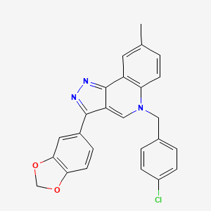 molecular formula C25H18ClN3O2 B2896397 3-(1,3-Benzodioxol-5-yl)-5-[(4-chlorophenyl)methyl]-8-methylpyrazolo[4,3-c]quinoline CAS No. 866344-64-1
