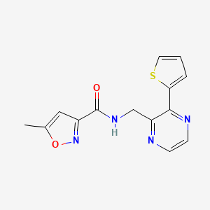molecular formula C14H12N4O2S B2896420 5-甲基-N-((3-(噻吩-2-基)吡嗪-2-基)甲基)异恶唑-3-甲酰胺 CAS No. 2034238-79-2