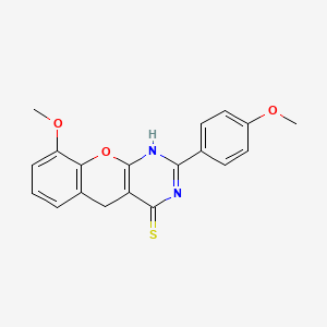 molecular formula C19H16N2O3S B2896435 9-Methoxy-2-(4-methoxyphenyl)-1,5-dihydrochromeno[2,3-d]pyrimidine-4-thione CAS No. 899761-59-2