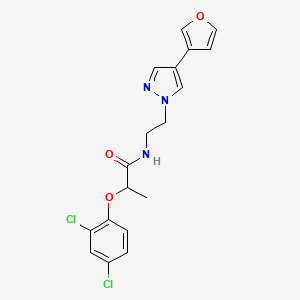 molecular formula C18H17Cl2N3O3 B2896438 2-(2,4-dichlorophenoxy)-N-(2-(4-(furan-3-yl)-1H-pyrazol-1-yl)ethyl)propanamide CAS No. 2034376-92-4