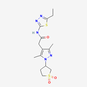 molecular formula C15H21N5O3S2 B2896440 2-(1-(1,1-dioxidotetrahydrothiophen-3-yl)-3,5-dimethyl-1H-pyrazol-4-yl)-N-(5-ethyl-1,3,4-thiadiazol-2-yl)acetamide CAS No. 1207034-26-1