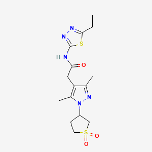 molecular formula C15H21N5O3S2 B2896440 2-(1-(1,1-二氧化四氢噻吩-3-基)-3,5-二甲基-1H-吡唑-4-基)-N-(5-乙基-1,3,4-噻二唑-2-基)乙酰胺 CAS No. 1207034-26-1