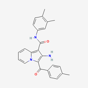 molecular formula C25H23N3O2 B2896449 2-amino-N-(3,4-dimethylphenyl)-3-(4-methylbenzoyl)indolizine-1-carboxamide CAS No. 898433-72-2