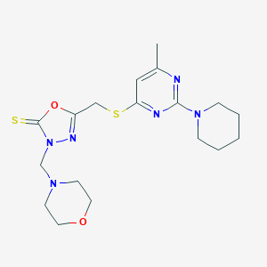 5-({[6-methyl-2-(1-piperidinyl)-4-pyrimidinyl]sulfanyl}methyl)-3-(4-morpholinylmethyl)-1,3,4-oxadiazole-2(3H)-thione