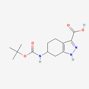 molecular formula C13H19N3O4 B2896453 6-[(2-Methylpropan-2-yl)oxycarbonylamino]-4,5,6,7-tetrahydro-1H-indazole-3-carboxylic acid CAS No. 2470438-63-0