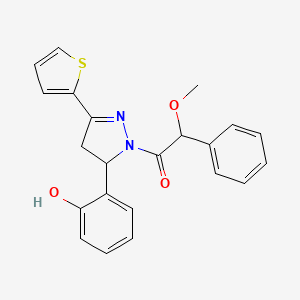 1-(5-(2-hydroxyphenyl)-3-(thiophen-2-yl)-4,5-dihydro-1H-pyrazol-1-yl)-2-methoxy-2-phenylethanone