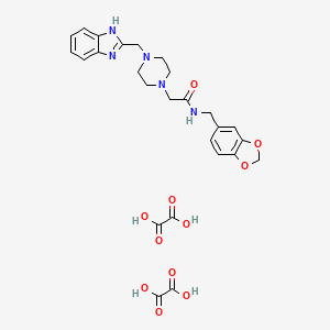 2-(4-((1H-benzo[d]imidazol-2-yl)methyl)piperazin-1-yl)-N-(benzo[d][1,3]dioxol-5-ylmethyl)acetamide dioxalate