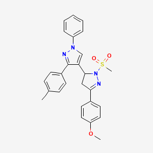 5-(4-methoxyphenyl)-2-(methylsulfonyl)-1'-phenyl-3'-(p-tolyl)-3,4-dihydro-1'H,2H-3,4'-bipyrazole