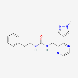 molecular formula C18H20N6O B2896486 1-((3-(1-甲基-1H-吡唑-4-基)吡嗪-2-基)甲基)-3-苯乙基脲 CAS No. 2034465-84-2