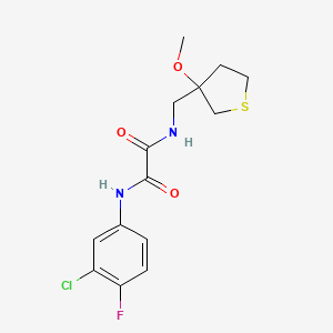 molecular formula C14H16ClFN2O3S B2896506 N1-(3-chloro-4-fluorophenyl)-N2-((3-methoxytetrahydrothiophen-3-yl)methyl)oxalamide CAS No. 1448036-48-3