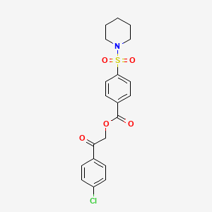 molecular formula C20H20ClNO5S B2896508 2-(4-Chlorophenyl)-2-oxoethyl 4-(piperidin-1-ylsulfonyl)benzoate CAS No. 324774-29-0