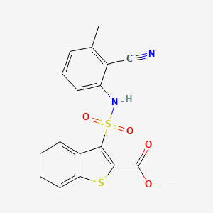 molecular formula C18H14N2O4S2 B2896511 Methyl 3-[(2-cyano-3-methylphenyl)sulfamoyl]-1-benzothiophene-2-carboxylate CAS No. 1955506-63-4