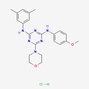 molecular formula C22H27ClN6O2 B2896512 N2-(3,5-二甲基苯基)-N4-(4-甲氧基苯基)-6-吗啉代-1,3,5-三嗪-2,4-二胺盐酸盐 CAS No. 1179406-78-0