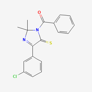 molecular formula C18H15ClN2OS B2896516 3-benzoyl-5-(3-chlorophenyl)-2,2-dimethyl-2,3-dihydro-4H-imidazole-4-thione CAS No. 1223939-20-5